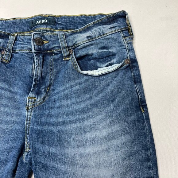 Aero Women Slim Straight Leg Jeans Blue Stretch Medium Wash Low Rise Denim 28/30 - Picture 4 of 11
